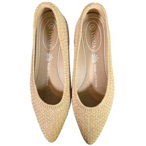 VIVAIA Womens 6.5 EU36.5 Beige Hemp Aria Pointed-Toe Ballet Flats Comfort NWOT